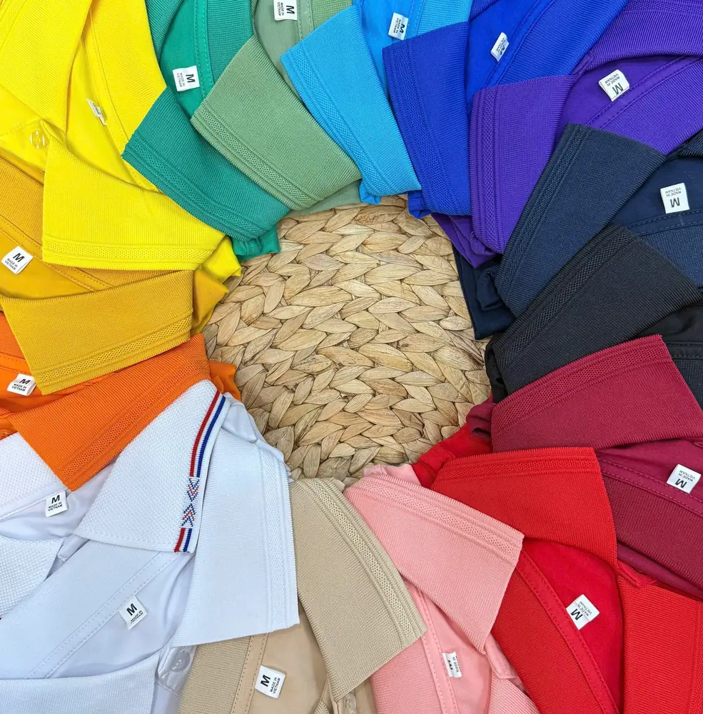 Bảng màu áo polo cotton 4 chiều xếp vòng