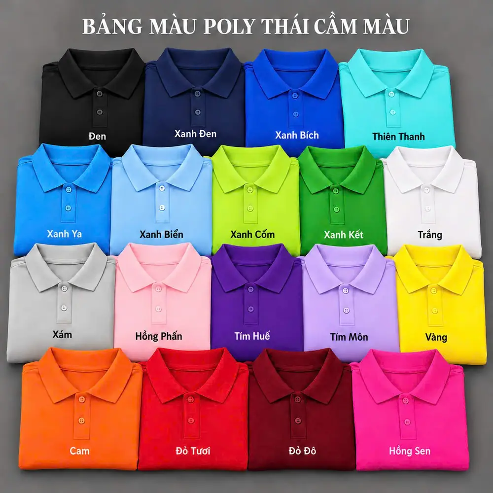 Bảng màu áo polo vải poly Thái